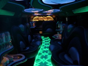 Interior of the stretched Hummer limousine